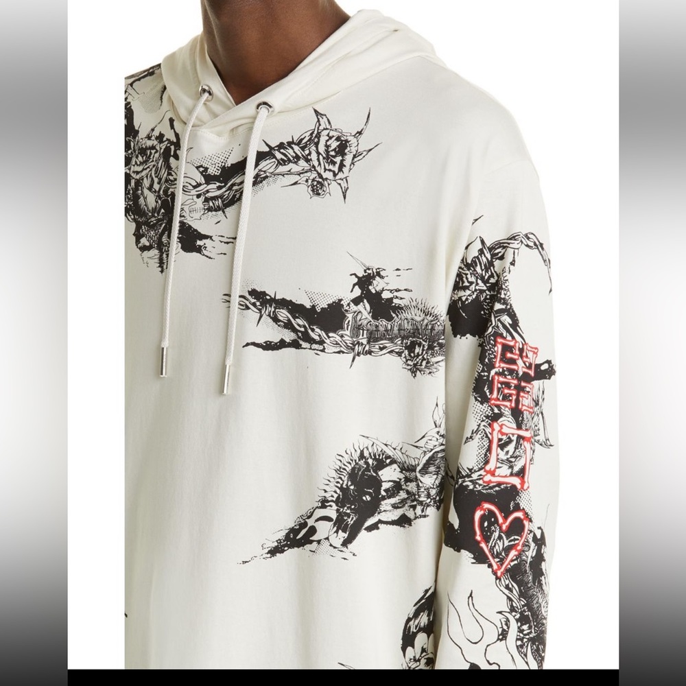 Givenchy oversized gothic hoodie T shirt.